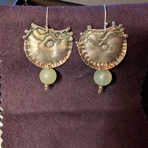 Unique Artisan Silver and Green Earrings